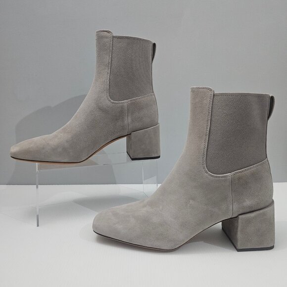 Vince Kimmy Ankle Bootie Womens 10 Gray Suede Pull On Block Heel Minimalist Fall - Picture 2 of 14